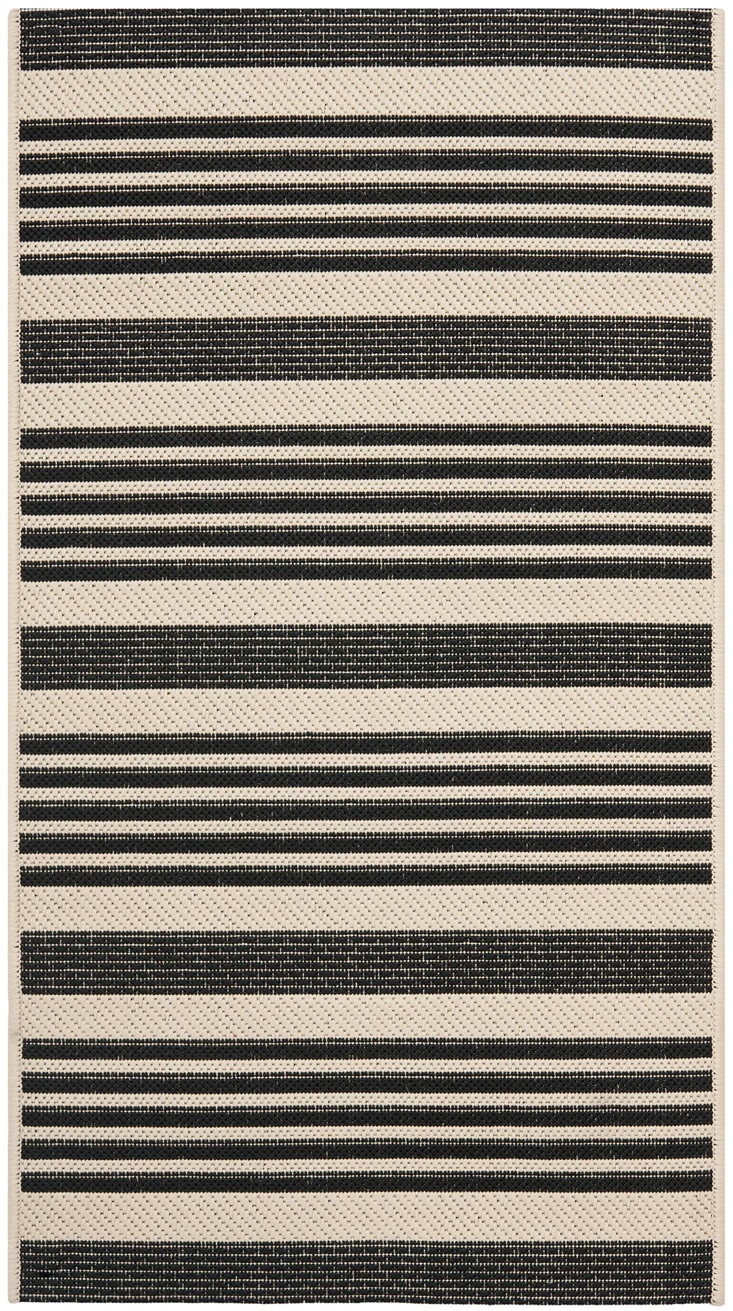 SAFAVIEH Courtyard Collection 2' x 3'7' Black/Bone CY6062 Stripe Indoor/ Outdoor Patio Backyard Mudroom Accent Rug